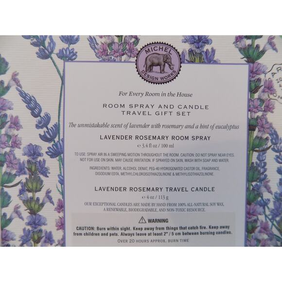 Michel Design Works Lavender Rosemary Room Spray & Travel Candle Gift Set NEW - Picture 2 of 5